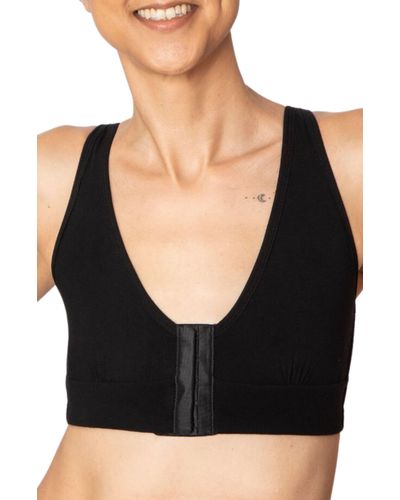 AnaOno Rora Post-surgery Front Close Pocketed Bralette - Black