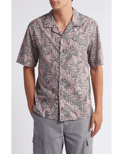 7 For All Mankind Botanical Print Camp Shirt - Gray