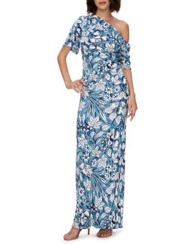 Diane von Furstenberg Wittrock Floral One-shoulder Maxi Dress - Blue