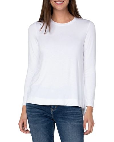 Liverpool Los Angeles High-low Long Sleeve Top - White