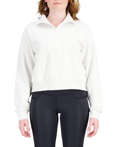 New Balance French Terry Quarter Zip Sweatshirt - White