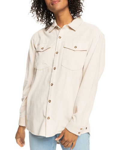 Roxy Let It Go Cotton Corduroy Button-up Shirt - Natural