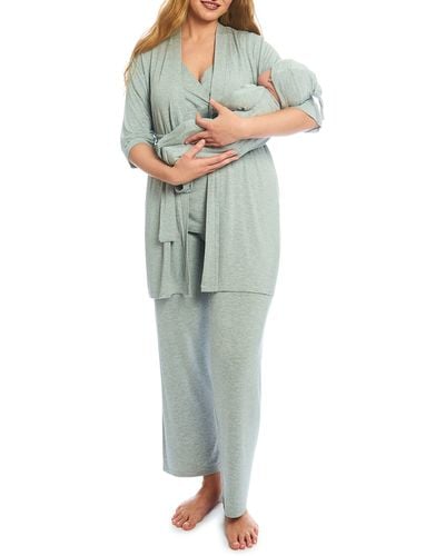 Everly Grey Analise During & After 5-piece Maternity/nursing Sleep Set - Green