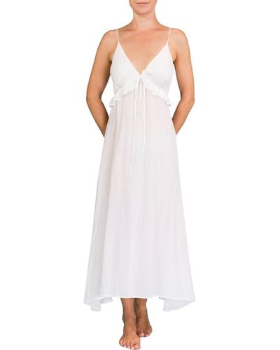 EVERYDAY RITUAL Ruffle Empire Waist Nightgown - White