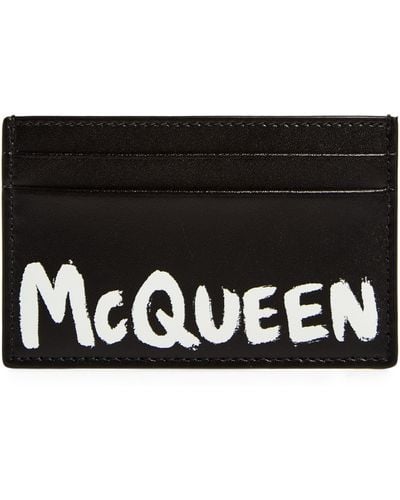 Alexander McQueen Graffiti Logo Leather Card Holder - Black