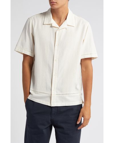 Wax London Newton Pintuck Cotton & Linen Button-up Shirt - White