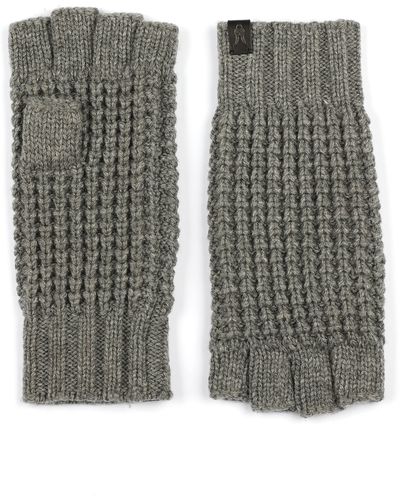 AllSaints Waffle Stitch Wool Blend Fingerless Gloves - Gray