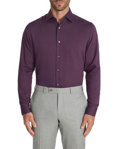 Jack Victor Aurelio Cotton & Silk Blend Dress Shirt - Purple