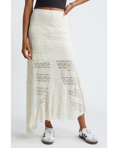 BP. Asymmetric Lace Midi Skirt - White