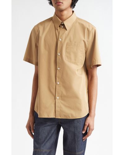 Helmut Lang Classic Short Sleeve Cotton Button-up Shirt - Natural