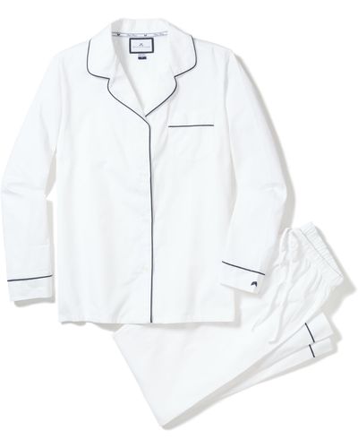 Petite Plume Contrast Piping Pajamas - White