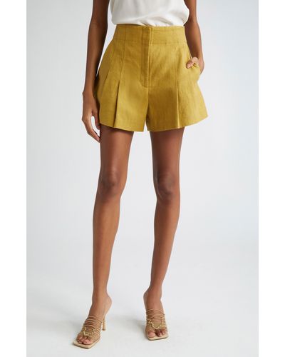 A.L.C. A. L.c. Bennett Linen & Cotton Shorts - Yellow