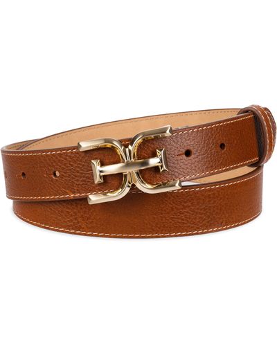 Sam Edelman Logo Buckle Leather Belt - Brown