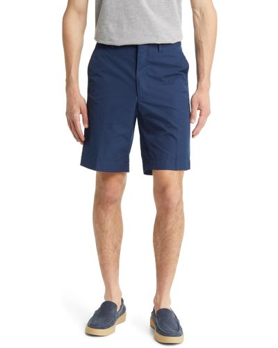 Berle Prime Poplin Flat Front Shorts - Blue
