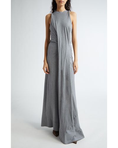 Victoria Beckham Heathered Cotton Jersey Maxi Dress - Gray