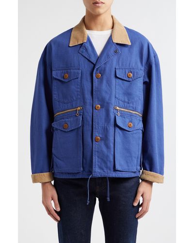 Beams Plus Heavy Cotton Oxford Hunting Jacket - Blue