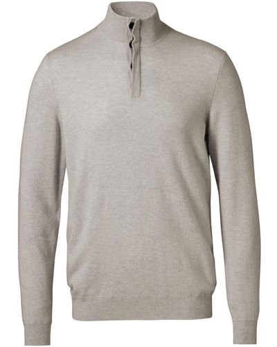 Charles Tyrwhitt Merino Wool & Cashmere Button Neck Sweater - Gray