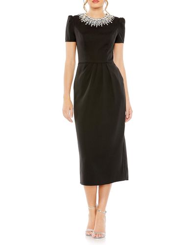Ieena for Mac Duggal Embellished Sheath Cocktail Dress - Black