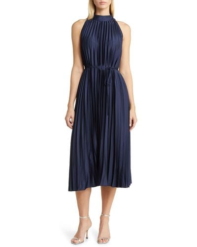 Sam Edelman Sleeveless Pleated Dress - Blue