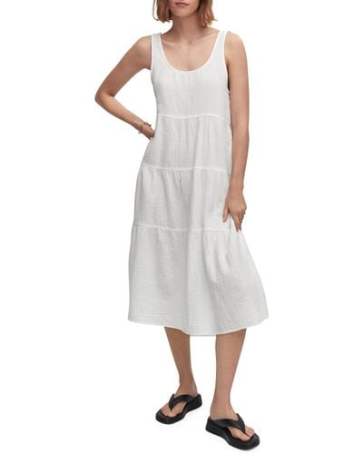 Mango Sleeveless Cotton Midi Dress - White