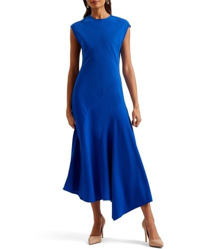 Ted Baker Isparta Cap Sleeve Asymmetric Midi Dress - Blue