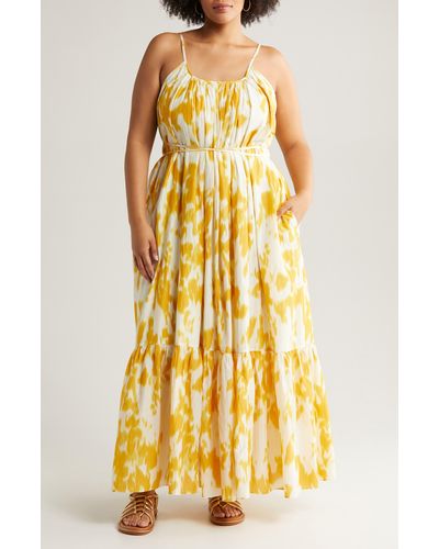 Nordstrom Tie Back Tiered Maxi Dress - Yellow