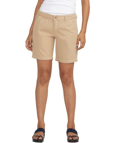 Jag Jeans Mid Rise Cotton & Linen Twill Shorts - Natural