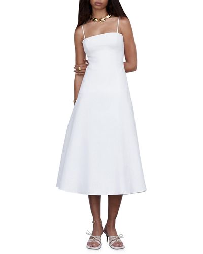 Mango Fit & Flare Cotton Midi Dress - White