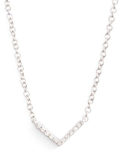 EF Collection Mini Chevron Diamond Pendant Necklace - Blue