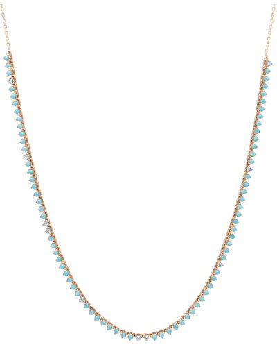 Adina Reyter Turquoise & Diamond Half Riviera Necklace - Multicolor