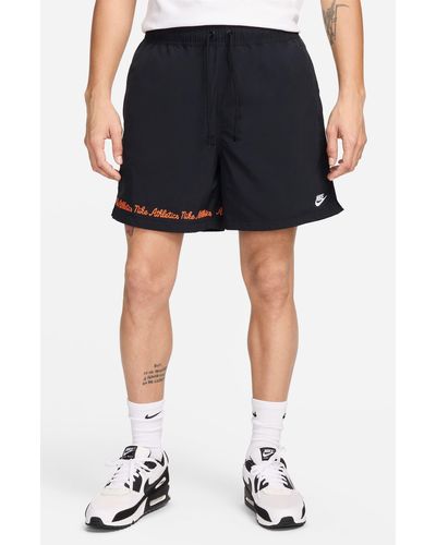 Nike Club Flow Embroidered Nylon Shorts - Blue