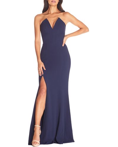 Dress the Population Fernanda Strapless Evening Gown - Blue