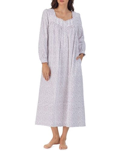 Eileen West Ballet Floral Long Sleeve Cotton Nightgown - Multicolor