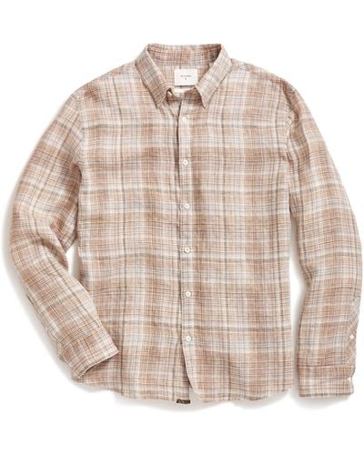 Billy Reid Wilson Line Plaid Linen Button-up Shirt - Natural