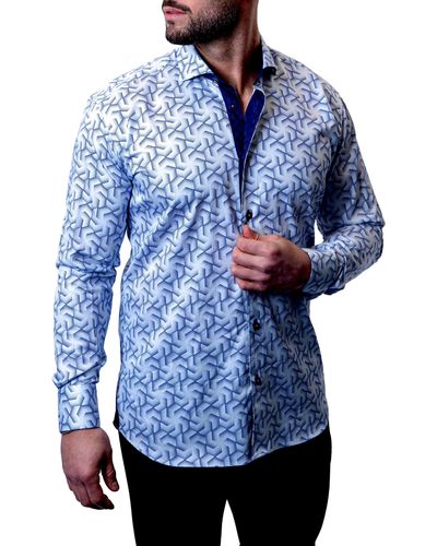 Maceoo Einstein Pinwheel Contemporary Fit Button-up Shirt At Nordstrom - Blue