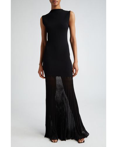 Totême Plissé Knit Evening Gown - Black