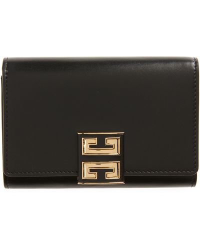 Givenchy Medium 4g Leather Trifold Wallet - Black