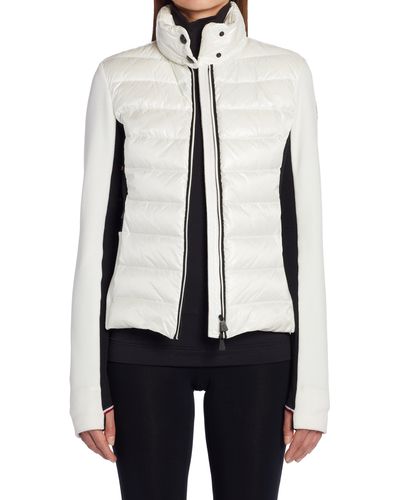 3 MONCLER GRENOBLE Quilted Down & Knit Cardigan - White