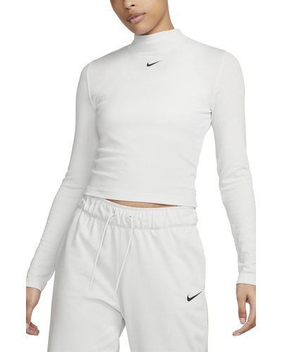 Nike Essentials Ribbed Long Sleeve Top - White