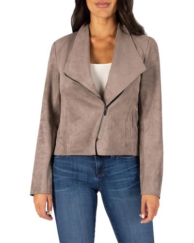 Kut From The Kloth Carina Faux Suede Drape Moto Jacket - Multicolor