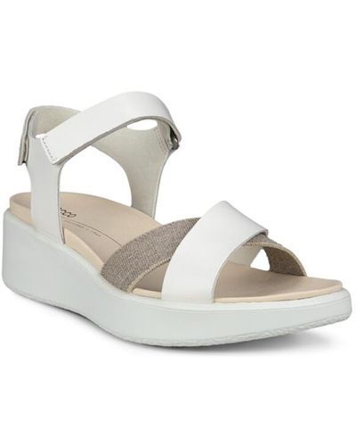 Ecco Flowt Water Resistant Wedge Sandal - White