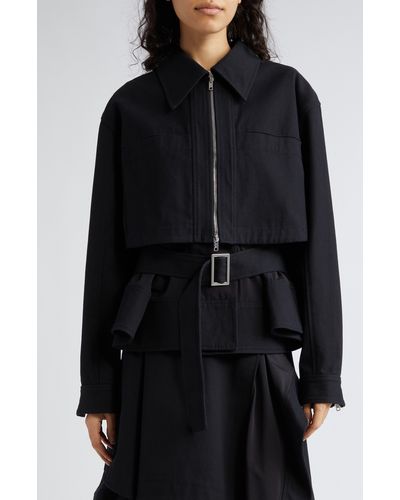 3.1 Phillip Lim Double Layer Belted Cotton Utility Jacket - Black