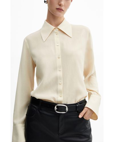 Mango Swallowtail Collar Button-up Shirt - White