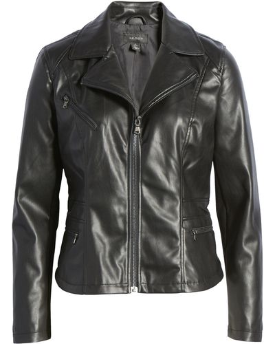 Halogen® Halogen(r) Center Zip Faux Leather Jacket - Black