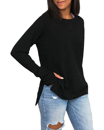 LOVE AND FIT Nursing Crewneck Sweater - Black