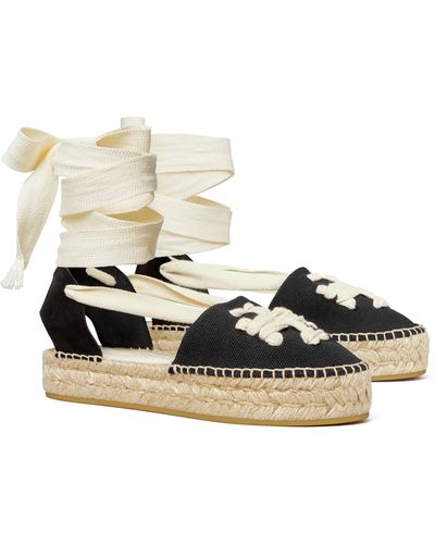 Tory Burch Woven Double-t Espadrille - White
