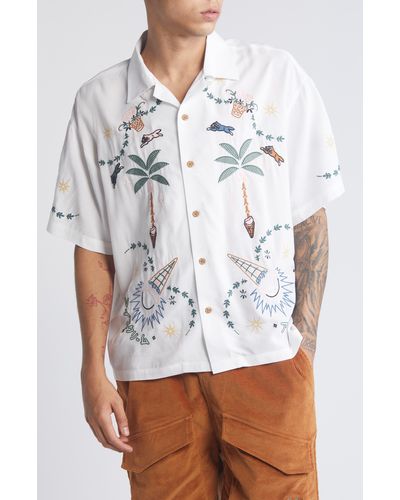 ICECREAM The Palms Embroidered Camp Shirt - White