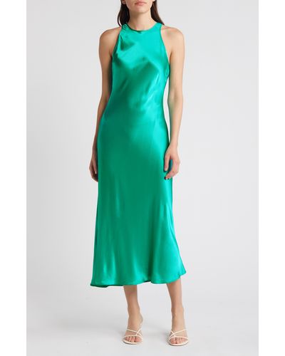 Rails Solene Sleeveless Satin Midi Dress - Green