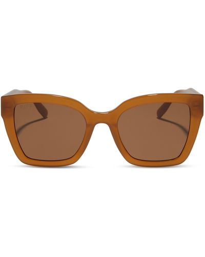 DIFF Rhys 51mm Polarized Rectangular Sunglasses - Brown