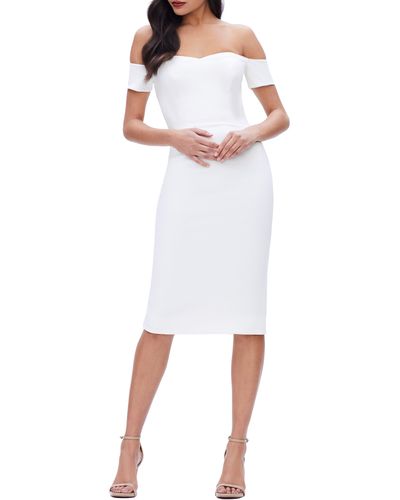 Dress the Population Bailey Off The Shoulder Body-con Dress - White